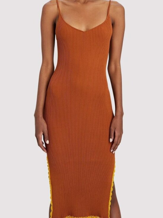 STAUD Dresses & Skirts - STAUD Pleasanton Midi Dress - color Tan Goldie - size small